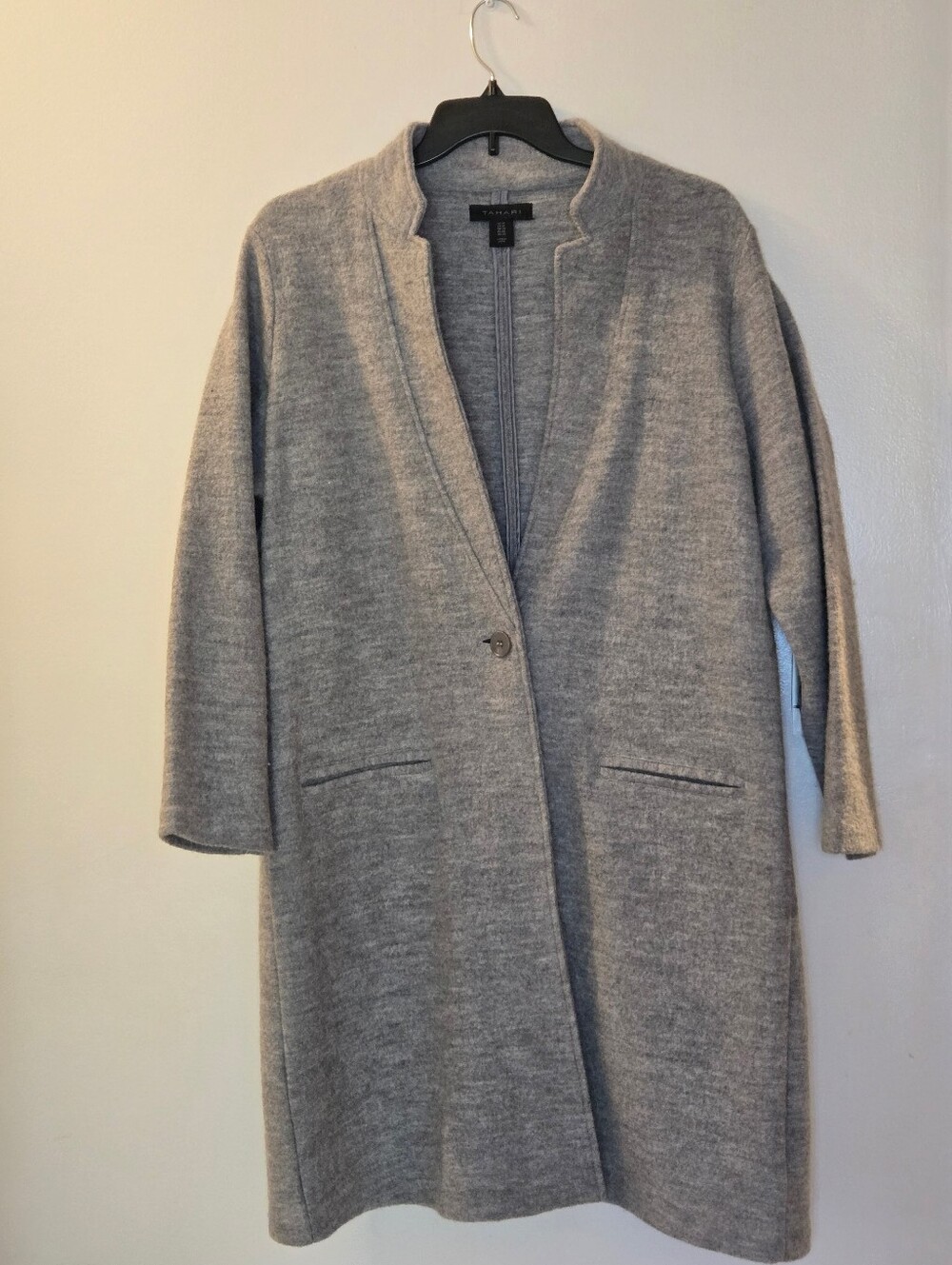 Tahari Size 1X Womens Wool Unlined Coat Cozy Chic Quiet Luxury Career Minimalist